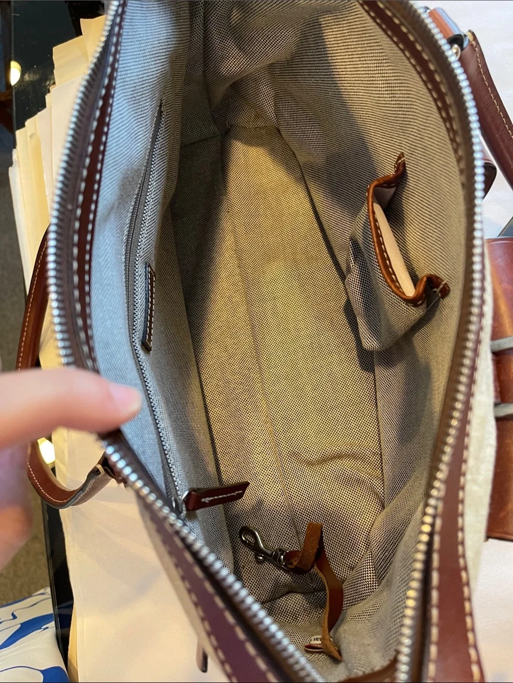 DOONEY & BOURKE MONOGRAM CANVAS LEATHER SATCHEL PURSE HANDBAG